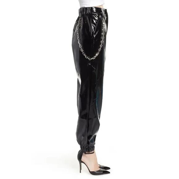 I.AM.GIA Pants M Black Coated PVC Cobain Cargo Chain Link High Waist Goth Punk - Picture 6 of 9